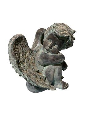 Cherub Angel Statue Figurine With Verdigris Finish Whimsigoth